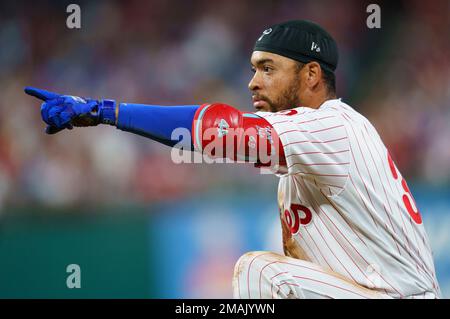 Philadelphia Phillies' Edmundo Sosa plays during a baseball game, Tuesday,  April 25, 2023, in Philadelphia. (AP Photo/Matt Slocum Stock Photo - Alamy