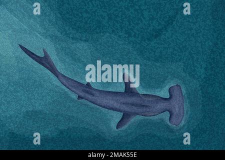 Hammerhead shark graphic mosiac wallpaper, editable vector illustration Stock Vector