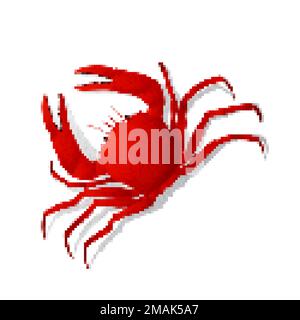 Red crab vector icon. Pixel art illustration isolated on white background Stock Vector