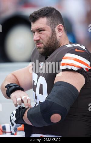 Cleveland Browns guard Michael Dunn (68) looks to make a block during an  NFL preseason football game against the Chicago Bears, Saturday Aug. 27,  2022, in Cleveland. (AP Photo/Kirk Irwin Stock Photo - Alamy