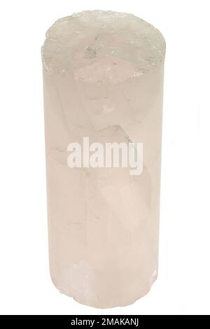 rose quartz drill core isolated on white background Stock Photo