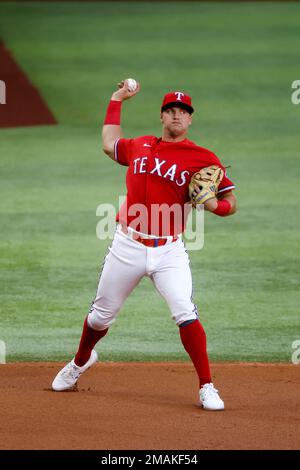 Texas Rangers' Josh Jung bats during the fifth inning of a baseball game  Friday, Sept. 9, 2022, in Arlington, Texas. (AP Photo/Michael Ainsworth  Stock Photo - Alamy