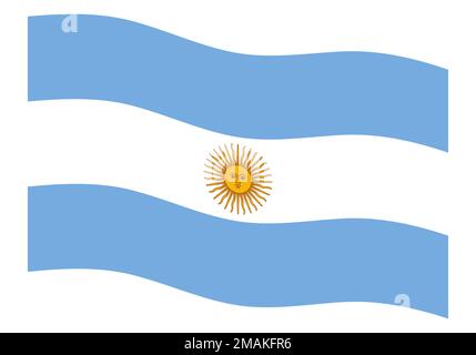 The Argentinean flag flies with the symbol of the May sun in the center Stock Vector