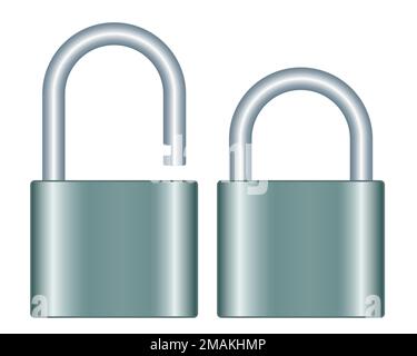 Illustration of open and closed padlock Stock Vector