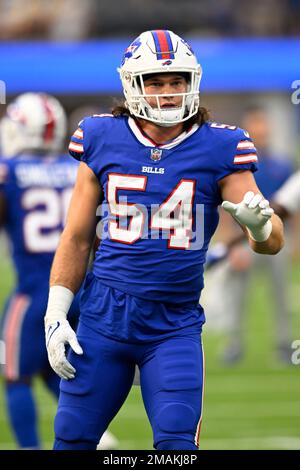 Buffalo Bills linebacker Baylon Spector runs on the field during the second  half of a preseason NFL football game against the Indianapolis Colts in  Orchard Park, N.Y., Saturday, Aug. 13, 2022. (AP