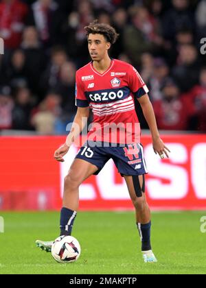 LILLE - Leny Yoro Of LOSC Lille During The French Ligue 1 Match Between ...