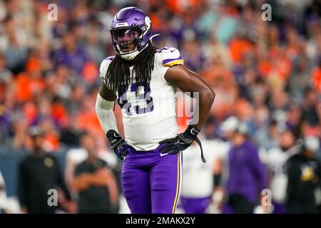 Minnesota Vikings cornerback Kris Boyd warms up before their game against  the San Francisco 49ers during an NFL preseason football game, Saturday, Aug.  20, 2022, in Minneapolis. (AP Photo/Craig Lassig Stock Photo 