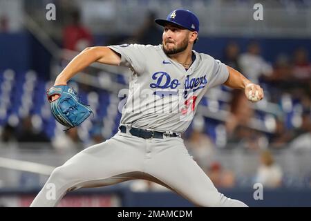 Los Angeles Dodgers relief pitcher Alex Vesia (51) aims a pitch during a  baseball game against the Miami Marlins, Sunday, Aug. 28, 2022, in Miami.  (AP Photo/Marta Lavandier Stock Photo - Alamy