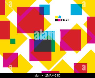 Simple abstract background with multicolor squares. Geometric vector graphic pattern. CMYK colors Stock Vector
