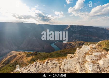 Sulak canyon. One of the deepest canyons in the world and the deepest in Europe. Natural landmark of Dagestan, Russia. Stock Photo