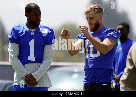 FILE - Los Angeles Rams wide receiver Odell Beckham Jr. stands for the  national anthem before the team's NFL football game against the Arizona  Cardinals on Dec. 13, 2021, in Glendale, Ariz.