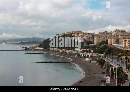Ceuta, Spain - December 04, 2022: View of the beaches of Ceuta, a Spanish city in North Africa. Stock Photo