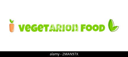 Vegetarian in simple style on white background. Healthy vegan food. Carrot. Green natural background. Healthy eating. Vegetarian food. Organic vegetable banner. Vector illustration Stock Vector