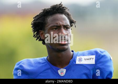 FILE - Los Angeles Rams wide receiver Odell Beckham Jr. stands for the  national anthem before the team's NFL football game against the Arizona  Cardinals on Dec. 13, 2021, in Glendale, Ariz.