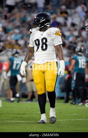 Pittsburgh Steelers defensive end DeMarvin Leal during an NFL football game  against the New York Jets at Acrisure Stadium, Sunday, Oct. 2, 2022 in  Pittsburgh, Penn. (Winslow Townson/AP Images for Panini Stock Photo - Alamy