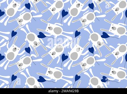Cartoon animals seamless rabbit bunnies pattern for wrapping paper and fabrics and linens and kids clothes print Stock Photo