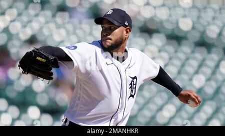 Detroit Tigers starting pitcher Eduardo Rodriguez plays during a