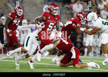 CEFCU Stadium San Jose, CA. 25th Nov, 2021. CA USA Fresno State wide  receiver Jalen Cropper (5) runs for the first down during the NCAA Football  game between Fresno State Bulldogs and