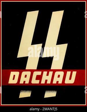 SS DACHAU Front Cover of an  intelligence report of the US Army on the liberated German concentration camp Dachau from 1945 former Nazi Germany concentration camp manned by The Nazi SS Upper Bavaria, Southern Germany Stock Photo