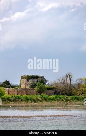 Martello Tower in Rye Harbour on a spring afternoon, East Sussex, England Stock Photo