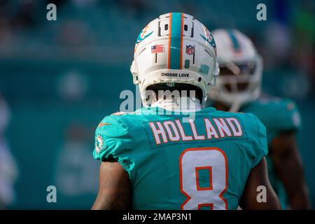 Miami Dolphins' Jevon Holland helmet decal is seen before an NFL football  game against the Cincinnati Bengals, Thursday, Sept. 29, 2022, in  Cincinnati. (AP Photo/Joshua A. Bickel Stock Photo - Alamy