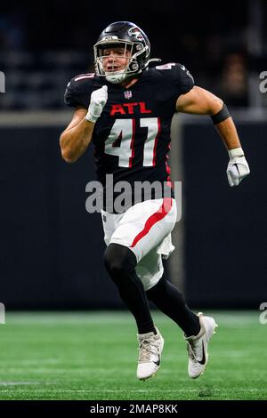 Atlanta Falcons tight end John FitzPatrick (87) works during the second  half of an NFL preseason football game against the Pittsburgh Steelers,  Thursday, Aug. 24, 2023, in Atlanta. The Pittsburgh Steelers won