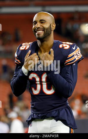 Chicago Bears safety DeAndre Houston-Carson (36) works during the first  half of an NFL football game against the Atlanta Falcons, Sunday, Nov. 20,  2022, in Atlanta. The Atlanta Falcons won 27-24. (AP