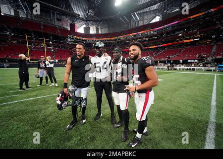 Jacksonville Jaguars wide receiver Oliver Martin (88) stiff arms Detroit  Lions cornerback Chase Lucas (27) during an preseason NFL football game in  Detroit, Saturday, Aug. 19, 2023. (AP Photo/Paul Sancya Stock Photo - Alamy