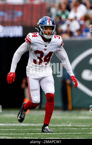 New York Giants safety Nathan Meadors (34) during an NFL preseason football  game against the Cincinnati Bengals, Sunday, Aug. 21, 2022 in East  Rutherford, N.J. The Giants won 25-22. (AP Photo/Vera Nieuwenhuis