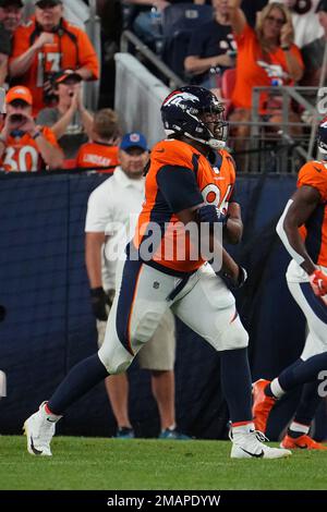 Denver Broncos defensive end Eyioma Uwazurike (96) plays against the  Minnesota Vikings during a NFL football game Saturday, Aug 27, 2022, in  Denver. (AP Photo/Bart Young Stock Photo - Alamy