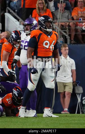 Minnesota Vikings linebacker William Kwenkeu (47) plays against the Denver  Broncos during an NFL preseason football game, Saturday, Aug. 27, 2022, in  Denver. (AP Photo/Jack Dempsey Stock Photo - Alamy