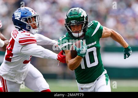 September 25, 2022, East Rutherford, New Jersey, USA: Cincinnati Bengals  linebacker Logan Wilson (55) makes an interception on a pass intended for  New York Jets wide receiver Braxton Berrios (10) during a