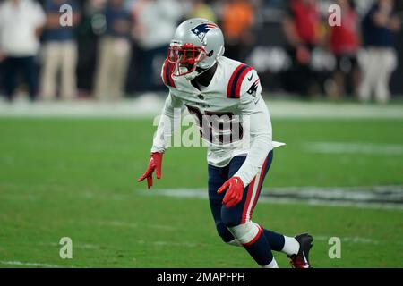 New England Patriots safety Brad Hawkins (35) plays against the Las Vegas  Raiders during an NFL preseason football game, Friday, Aug. 26, 2022, in Las  Vegas. (AP Photo/John Locher Stock Photo - Alamy