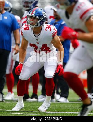 New York Giants safety Nathan Meadors (34) during an NFL preseason football  game against the Cincinnati Bengals, Sunday, Aug. 21, 2022 in East  Rutherford, N.J. The Giants won 25-22. (AP Photo/Vera Nieuwenhuis