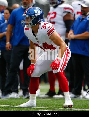 New York Giants safety Nathan Meadors (34) during an NFL preseason football  game against the Cincinnati Bengals, Sunday, Aug. 21, 2022 in East  Rutherford, N.J. The Giants won 25-22. (AP Photo/Vera Nieuwenhuis