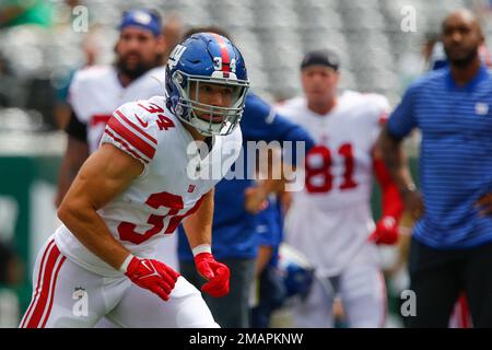 New York Giants safety Nathan Meadors (34) during an NFL preseason football  game against the Cincinnati Bengals, Sunday, Aug. 21, 2022 in East  Rutherford, N.J. The Giants won 25-22. (AP Photo/Vera Nieuwenhuis