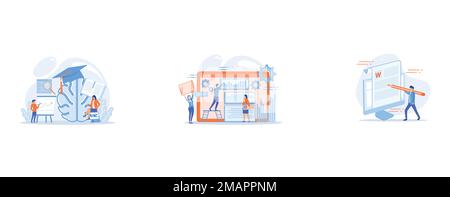 set flat vector modern illustration Stock Vector