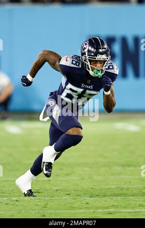 Tennessee Titans wide receiver Reggie Roberson Jr. takes part in drills  during training camp at the NFL football team's practice facility Thursday,  July 28, 2022, in Nashville, Tenn. (AP Photo/Mark Humphrey Stock