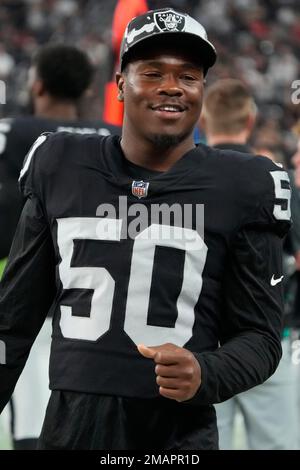 Las Vegas Raiders linebacker Jayon Brown (50) in the first half of