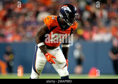 Denver Broncos linebacker Aaron Patrick (94) celebrates against the San  Francisco 49ers during a NFL football game Sunday, Sep 25, 2022, in Denver.  (AP Photo/Bart Young Stock Photo - Alamy