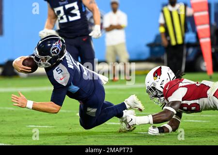 Cincinnati Bengals running back Jacques Patrick (39) is tackled by Arizona  Cardinals safety Tae Daley (48) during an NFL football game Friday, Aug.  12, 2022, in Cincinnati. (AP Photo/Jeff Dean Stock Photo - Alamy