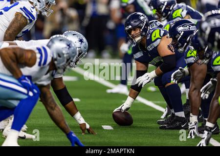 Seattle Seahawks offensive lineman Austin Blythe (63) walks off the field  after the Seahawks defeat the Arizona Cardinals 31-21 in an NFL football  game, Sunday, Nov. 6, 2022, in Glendale, Ariz. Seahawks