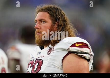 FILE - Jacksonville Jaguars guard Andrew Norwell is shown during the second  half of an NFL football game, Sunday, Jan. 2, 2022, in Foxborough, Mass.  The Washington Commanders are bringing back tackle