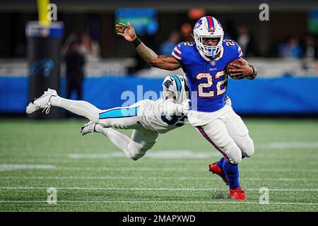 Buffalo Bills safety Jaquan Johnson (4) on defense during an NFL preseason  football game against the Carolina Panthers, Saturday, Aug. 26, 2022, in  Charlotte, N.C. (AP Photo/Brian Westerholt Stock Photo - Alamy