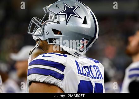 Dallas Cowboys offensive tackle Isaac Alarcon (60) runs onto the