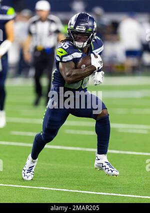 Seattle Seahawks running back Darwin Thompson elevates over