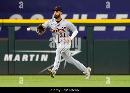 Detroit Tigers' Riley Greene bats during the first inning of a baseball  game against the Kansas City Royals Tuesday, May 23, 2023, in Kansas City,  Mo. (AP Photo/Charlie Riedel Stock Photo - Alamy