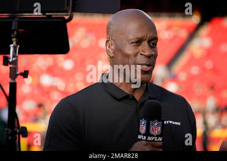 NFL Network personality Jeff Chadiha is seen before the start of an NFL  preseason football game between the Kansas City Chiefs and the Green Bay  Packers Thursday, Aug. 25, 2022, in Kansas