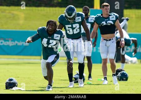 Philadelphia Eagles linebacker Davion Taylor looks on during an NFL  football practice, Sunday, Aug. 23, 2020, in Philadelphia. (AP Photo/Chris  Szagola, Pool Stock Photo - Alamy