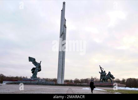 Soviet Era Monument To The Latvian Red Riflemen In Riga, Latvia Stock 